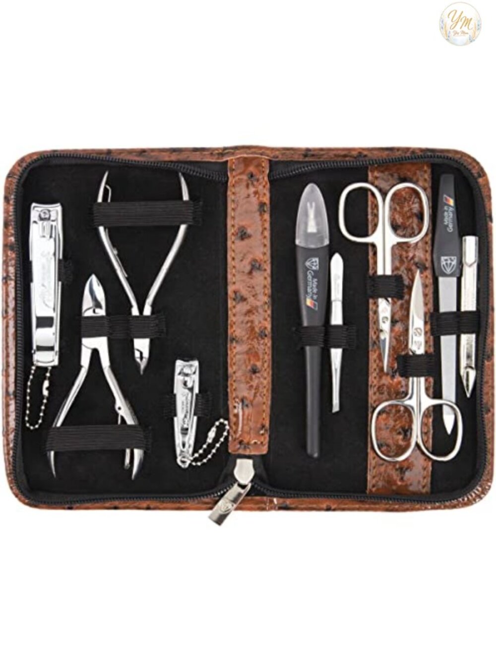 Professional Manicure Pedicure Set 10 Piece Steel Implements Leather Case
